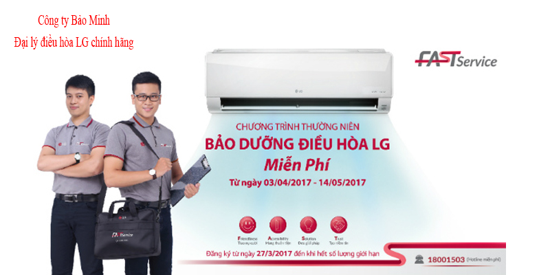 Bảo dưỡng máy điều hòa LG chính hãng miễn phí năm 20171