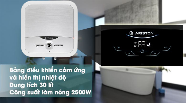Có đèn led hiển thị nhiệt độ của Bình nóng lạnh Ariston 30L Andris2 Lux thế hệ mới