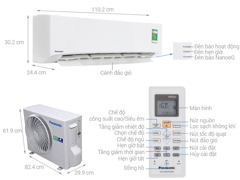 Máy lạnh Panasonic 2.5 HP CU/CS-N24UKH-8 Mẫu 20181