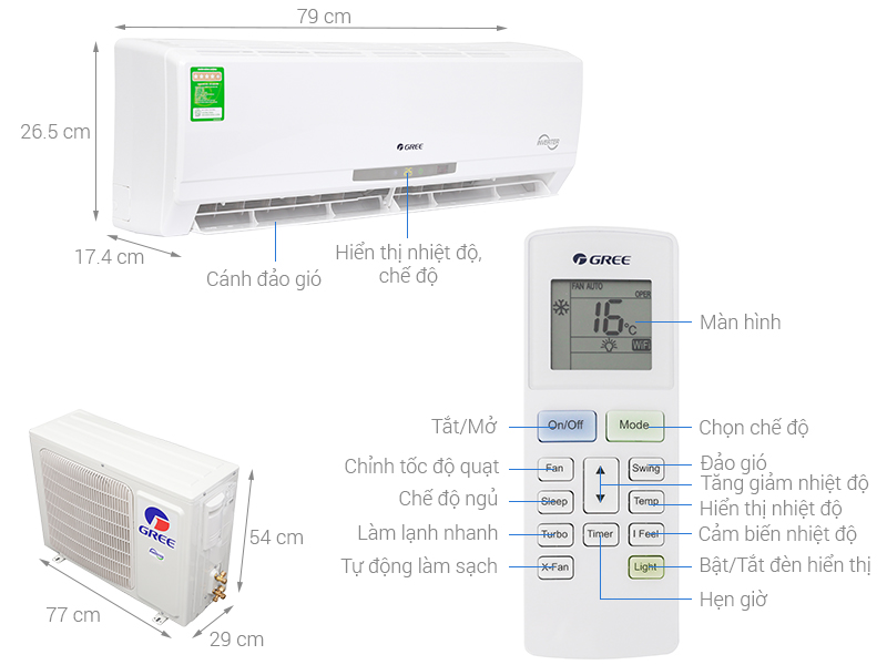 Máy lạnh Gree Inverter 1 HP GWC09CA-K3DNC2I Mẫu 20181