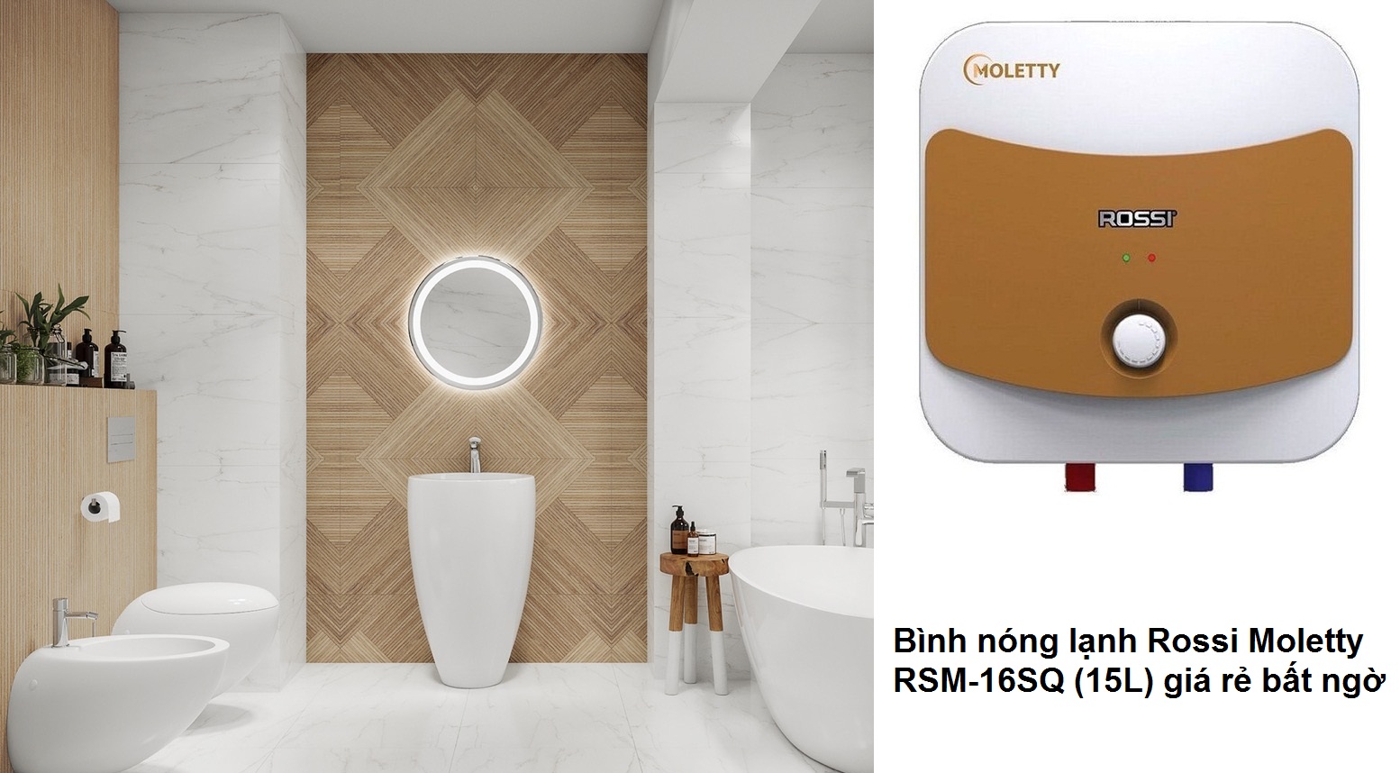 Bình nóng lạnh Rossi Moletty RSM-16SQ (15L) giá rẻ bất ngờ