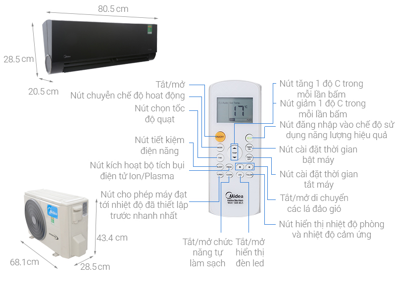 Máy lạnh Midea Inverter Wifi 1 HP MSVP-10CRDN11