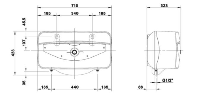 Kích thước bình nóng lạnh Ariston 30 Lít
