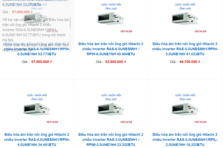 Giá rẻ cực sốc khi mua điều hòa nối ống gió Hitachi tại Oantuti.vn