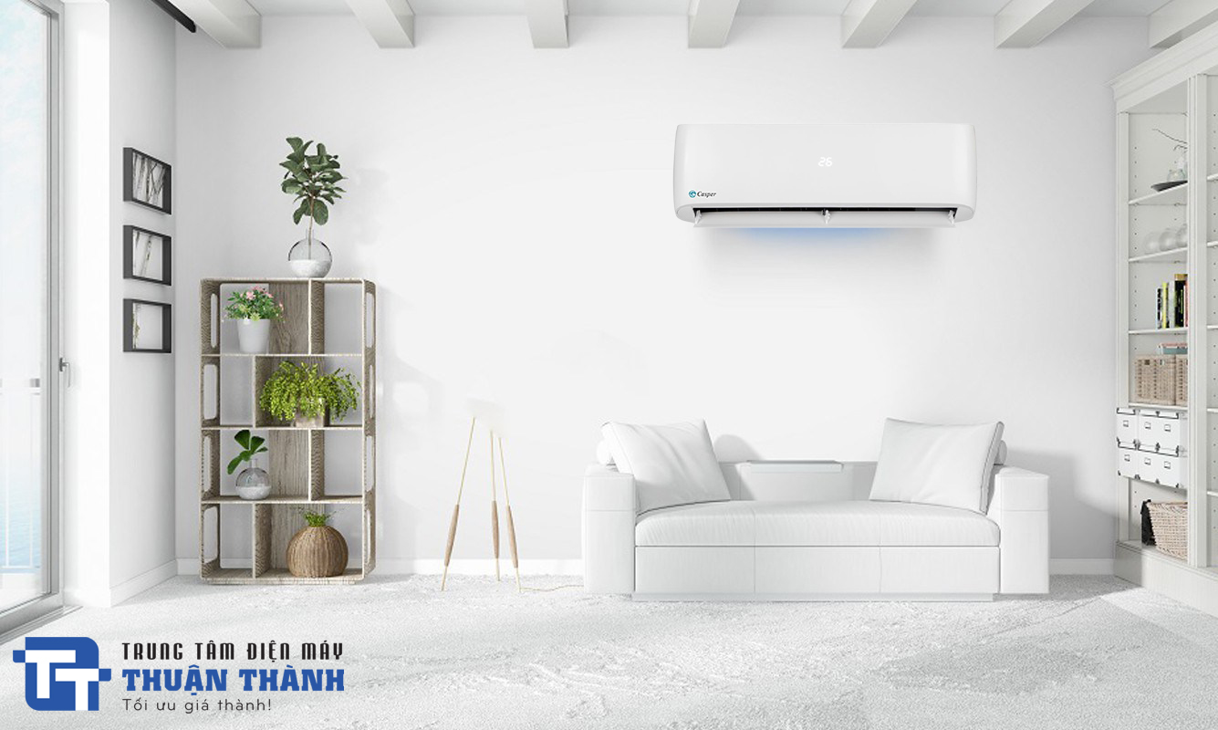 Điều hòa Casper LC-24FS32 với thiết kế nguyên khối, dàn lạnh hiển thị nhiệt độ giúp dễ dàng sử dụng