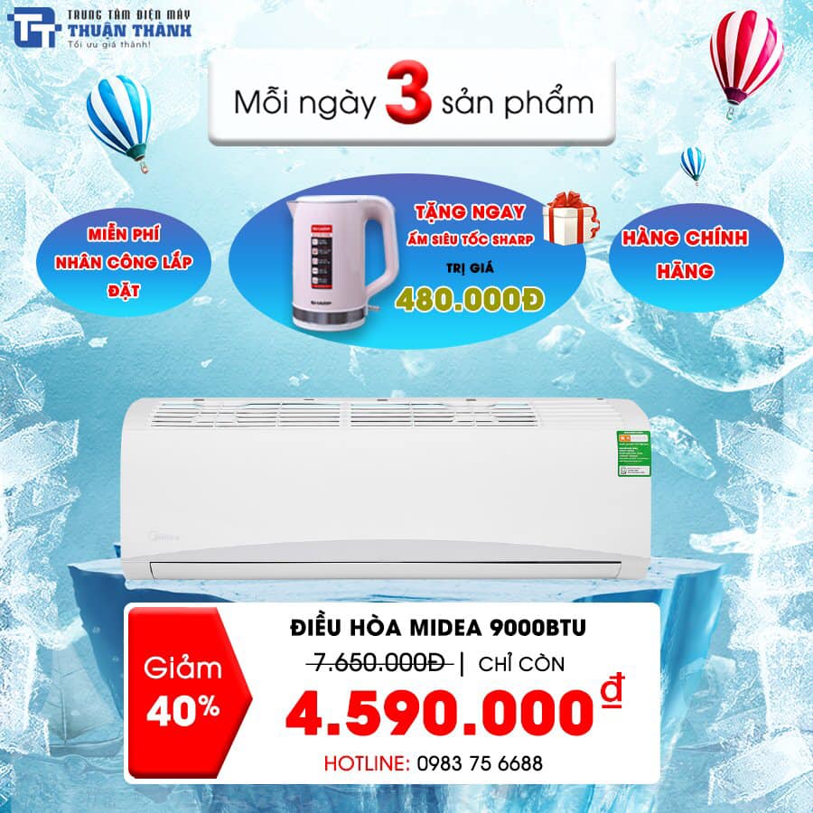 Điều hòa Midea 9000BTU MSAFA-10CRN8 giảm giá