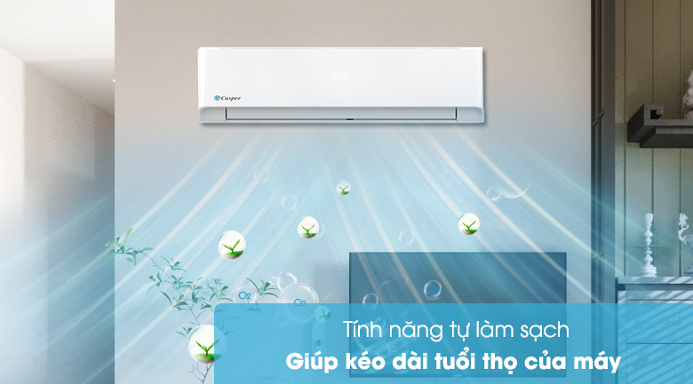 Điều hòa Casper 9000BTU 1 chiều LC-09FS32 cải tiến cơ chế tự làm sạch dàn