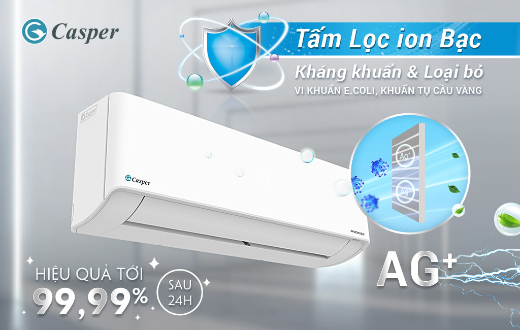 Tấm lọc Ion bạc kháng khuẩn của điều hòa Casper HC-09IA32 9000 BTU 1 chiều inverter