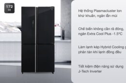 Tủ lạnh Sharp Inverter 572 lít SJ-FXP640VG-BK  – Yên tâm ở nhà chống dịch