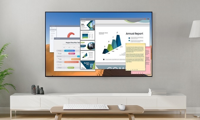 Tivi Samsung UA55TU6900KXXV được kiến tạo không gian làm việc tại gia