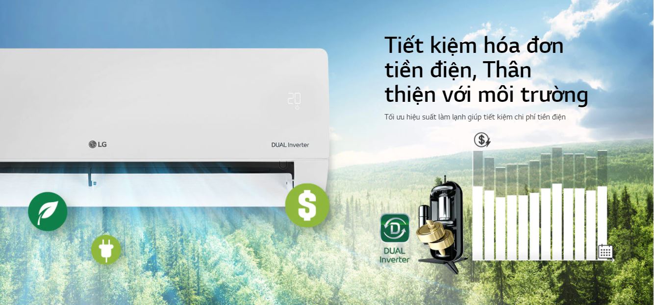Điều hòa LG B13END 2 chiều tiết kiệm điện vô cùng hiệu quả