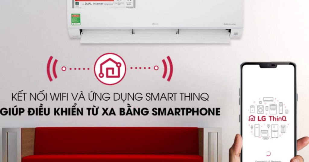Điều hòa LG V18API 18000BTU công nghệ LG ThinQ điều khiển từ xa bằng Smart phone