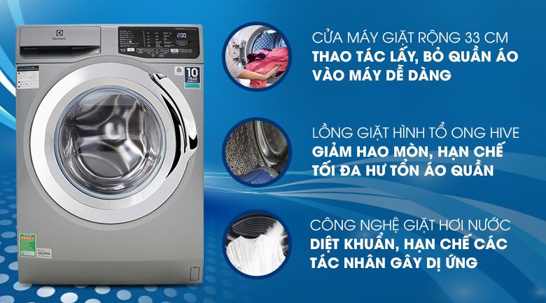 Máy giặt Electrolux EWF9025BQSA Inverter 9kg lồng ngang