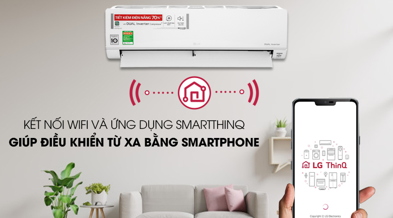 Công nghệ kết nối Wifi hiện đại của điều hòa LG V13API1 model 2021
