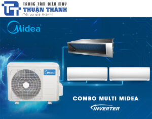 Combo dàn nóng điều hòa Multi Midea M3OE-27HFN1-Q 27000BTU 2 chiều Inverter kết nối với 2 dàn lạnh treo tường (9000BTU + 12000BTU) và Âm trần nối ống gió 18000BTU
