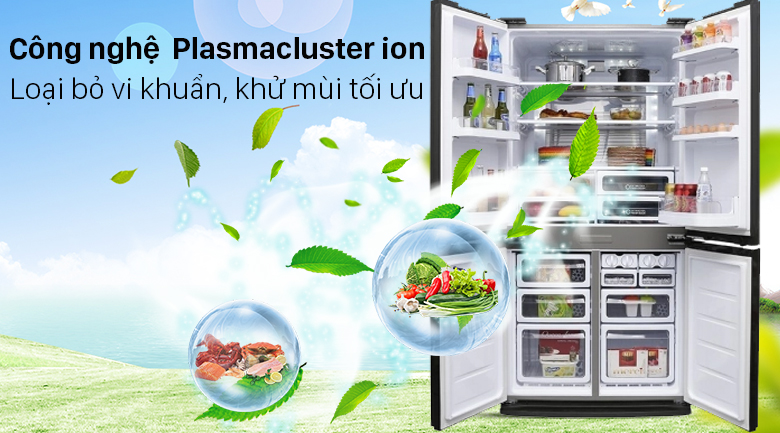 Công nghệ Plasmacluster ion giúp khử mùi, diệt khuẩn hiệu quả của tủ lạnh Sharp SJ-FXP640VG-MR 572 lít