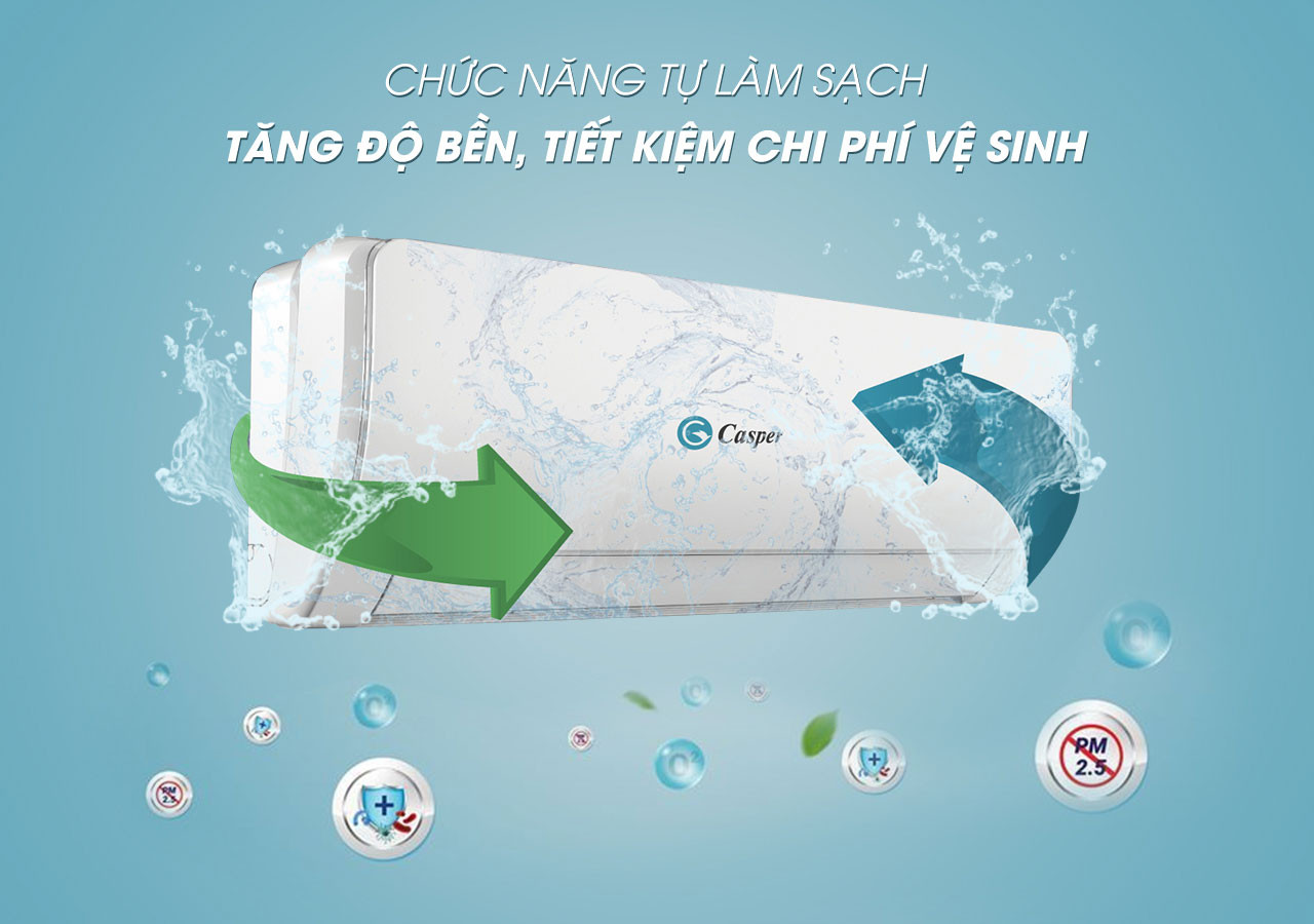 Tính năng tự động làm sạch Auto Clean của điều hòa Casper HC-09IA32 1 chiều