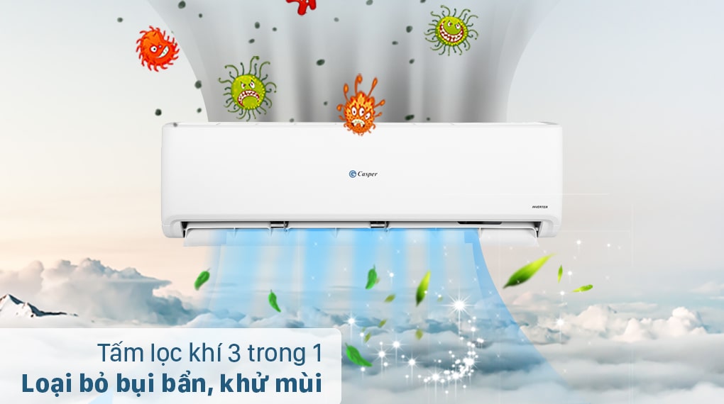Cải thiện chất lượng không khí trong phòng với Tấm lọc 3 trong 1 của điều hòa Casper GC-12IS33
