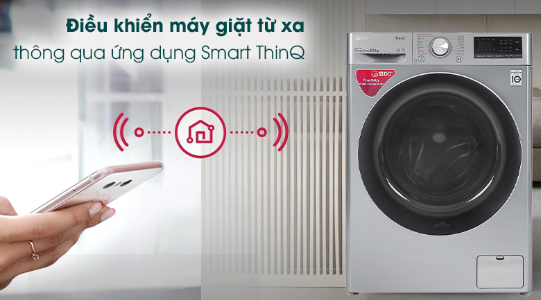 Điều khiển máy giặt LG FV1408S4V 8.5kg từ xa thông qua ứng dụng Smart ThinQ