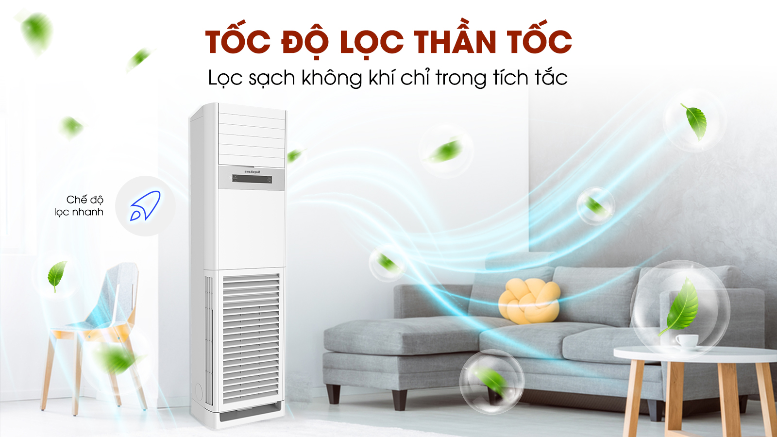 Điều hòa cây Nagakawa NP-A28R1H21 28000BTU 2 Chiều lọc không khí, bảo vệ sức khỏe