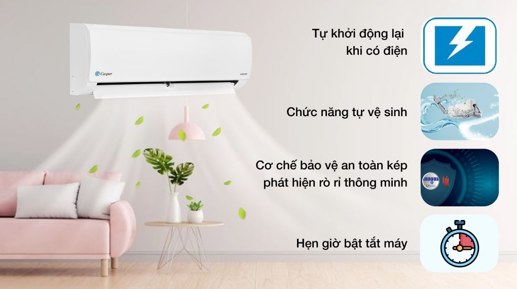 Điều hòa Casper IC-12TL32 trang bị nhiều tính năng hiện đại