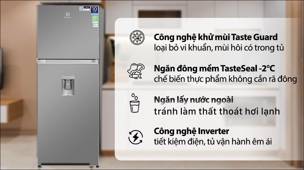 Tủ Lạnh Electrolux Inverter 2 Cánh 312 Lít ETB3440K-A