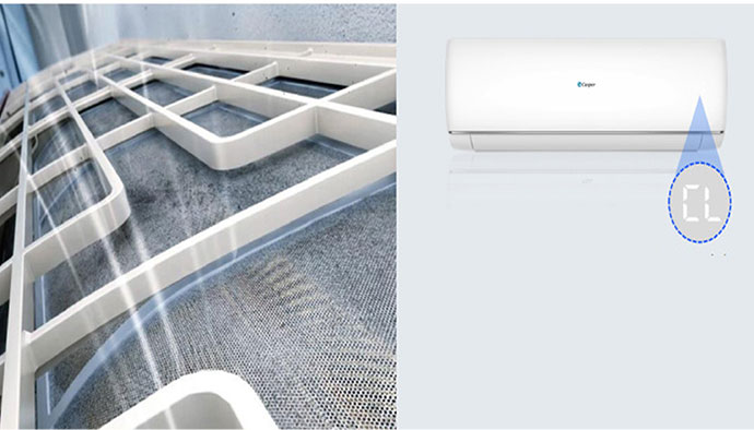 Điều hòa Casper MC-12IS33 có cảnh báo vệ sinh lưới lọc tiên tiến