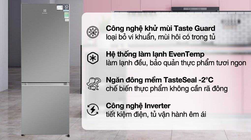 Tủ Lạnh Electrolux Inverter 2 Cánh 308 lít EBB3402K-A