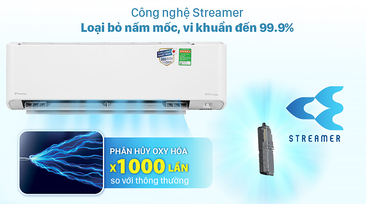 Điều hòa Daikin FTKZ35VVMV 12000BTU giúp không gian sống trong lành, an toàn cho sức khỏe người dùng