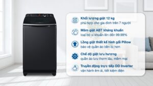 Máy Giặt Aqua Inverter 12kg AQW-DR120HT.BK