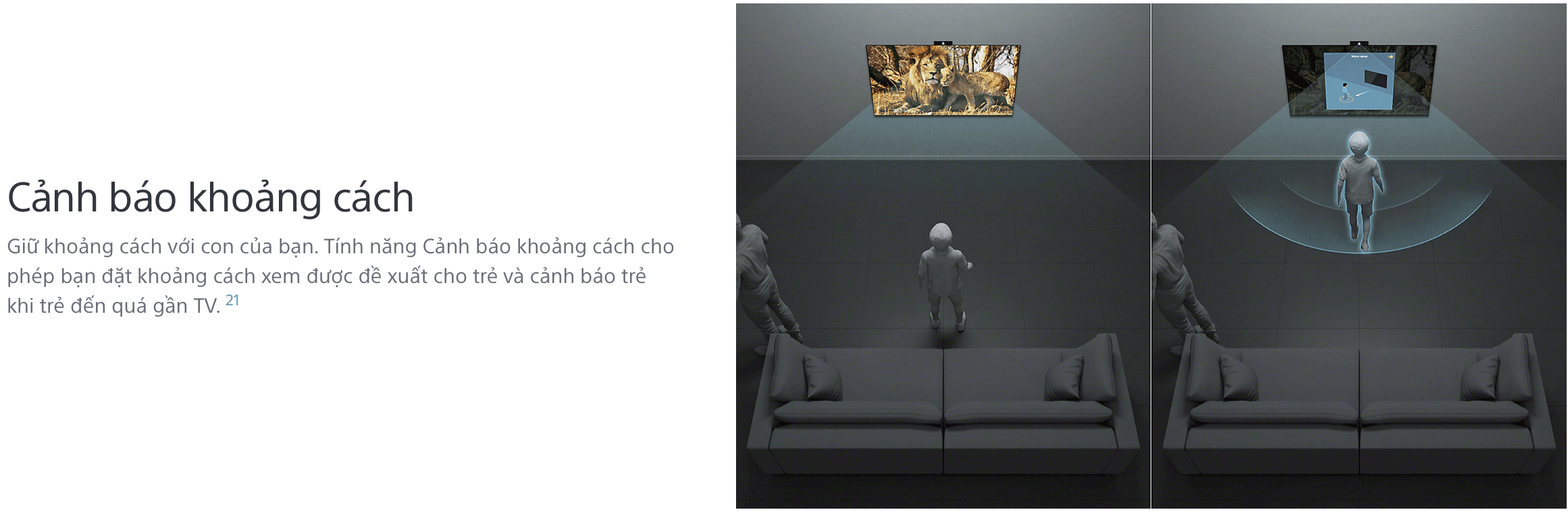Cảnh báo khoảng cách trên TV Sony 