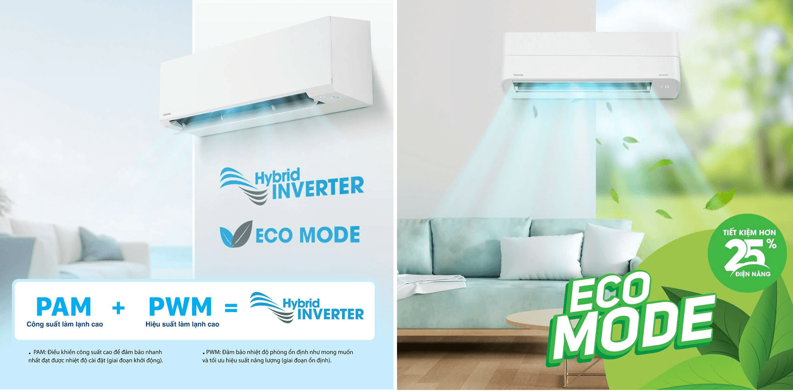 Chế độ tiết kiệm điện hybrid inverter và eco