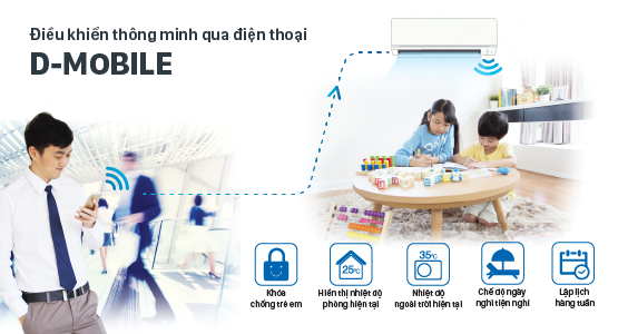 d-mobile. kết nối điều hòa với wifi giúp điều khiển điều hòa từ xa