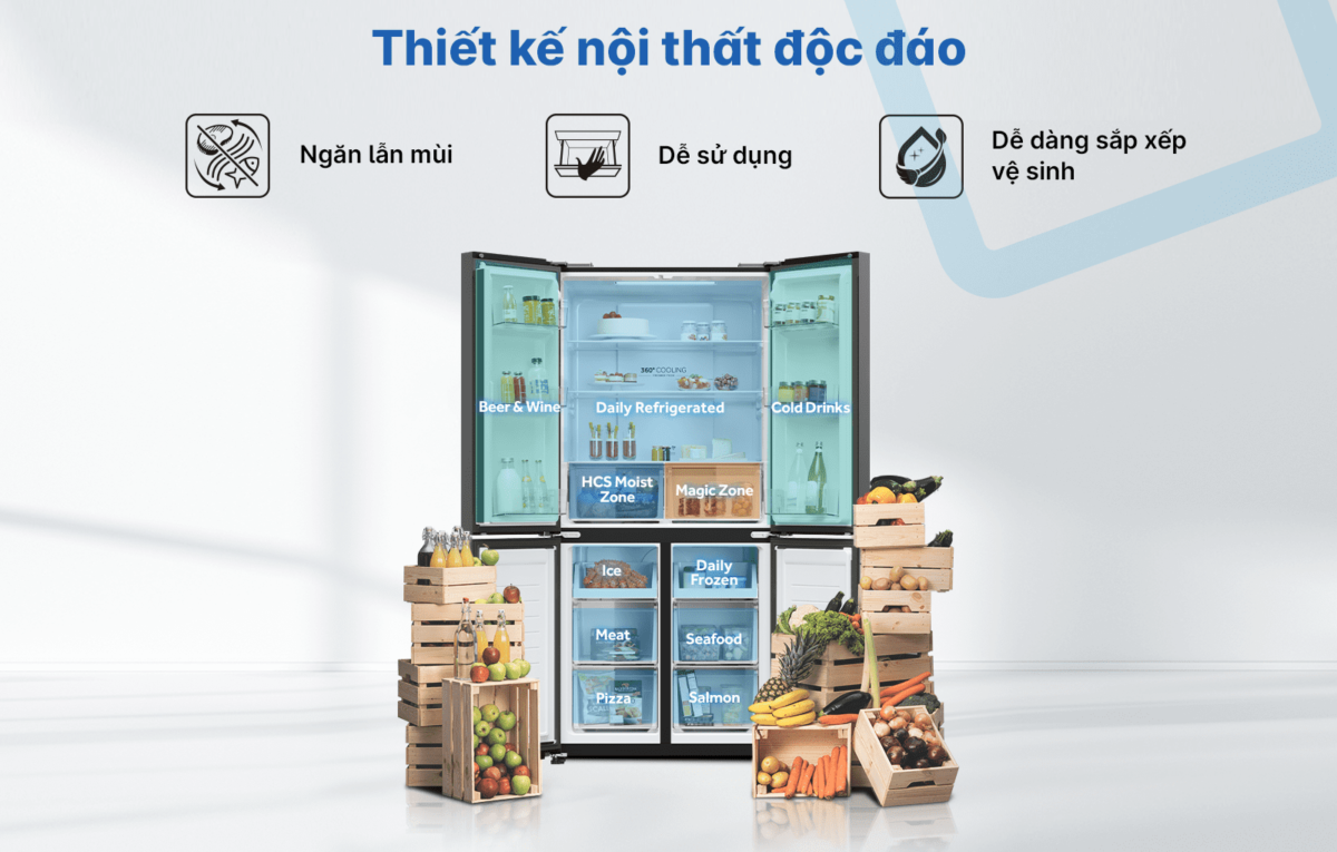Thiết kế độc đáo của Tủ lạnh Aqua ngăn mùi, dễ sinh