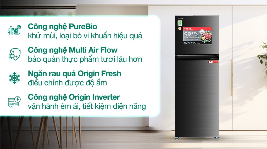 Tủ Lạnh Toshiba Inverter 2 Cánh 338 Lít GR-RT468WE-PMV(58)-MM