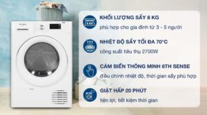 Máy Sấy Whirlpool Ngưng Tụ FreshCare+ 8Kg FFTCM118XBEE