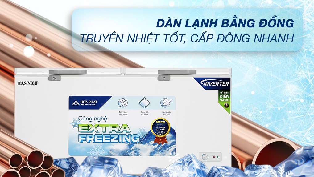 Tủ Đông Funiki Hòa Phát HPF AD6544 Dàn Đồng 2 cánh 544 Lít