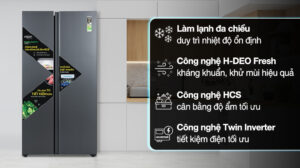 Tủ Lạnh Aqua Inverter Side By Side 646 Lít AQR-S682XA(SLB)