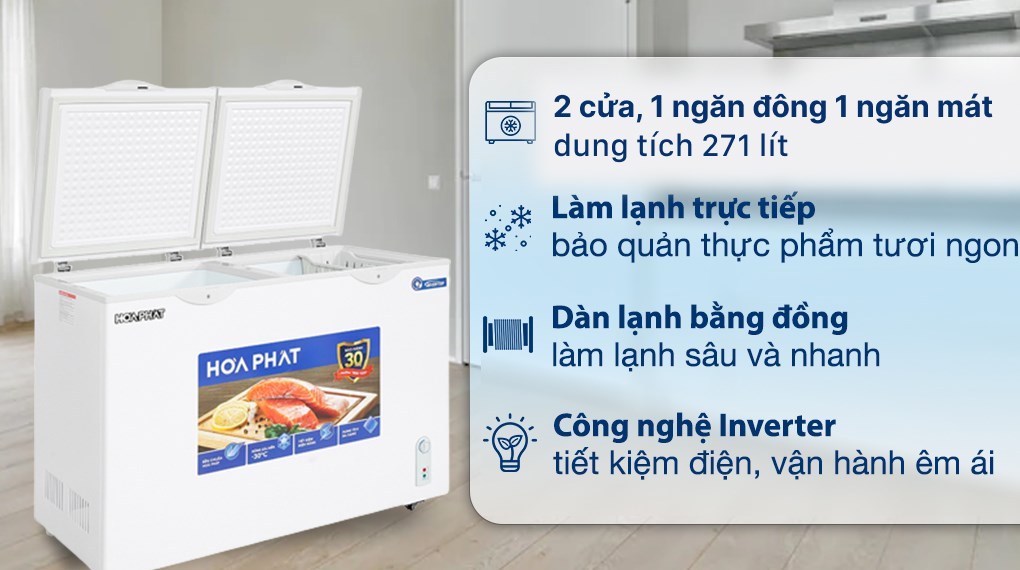 Tủ Đông Hòa Phát Inverter 271 Lít HPF BD8271