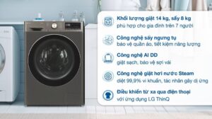 Máy Giặt Sấy LG Inverter Giặt 14Kg Sấy 8Kg FV1414H3BA