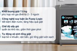 Đánh giá ưu, nhược điểm của máy giặt Casper WT-75NG1 7.5kg