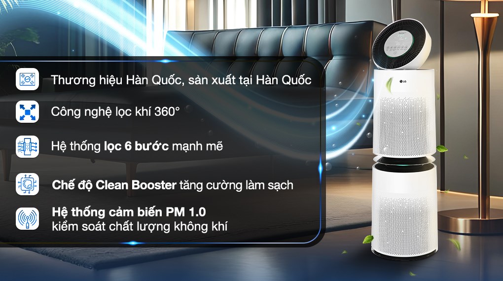 Máy Lọc Không Khí LG PuriCare 360 2 tầng AS10GDWH0