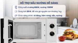 Lò Vi Sóng Electrolux 20 Lít EMG20K22W Có Nướng