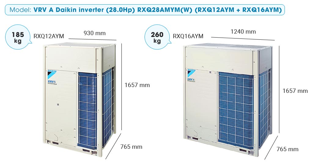 Tổ Hợp Dàn Nóng VRV A Daikin Inverter 28HP RXQ28AMYM (RXQ12AYM + RXQ16AYM)