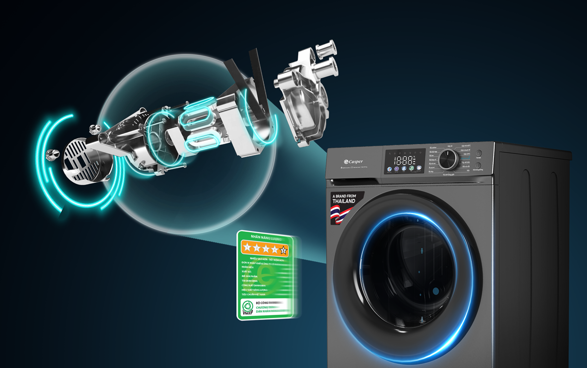 Model Casper WF-D95VGR1vận hành êm ái, tiết kiệm điện tối ưu