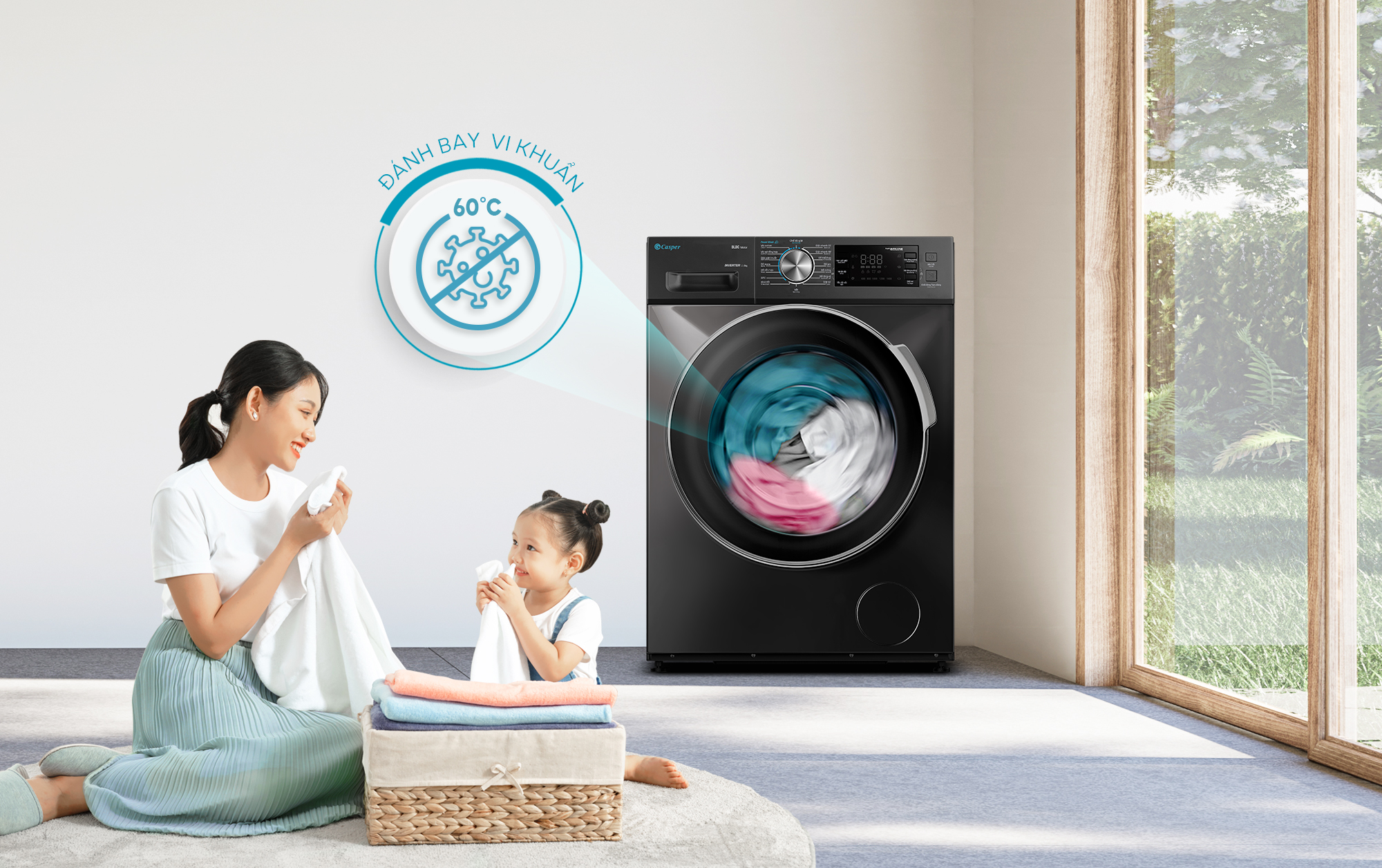 Công nghệ giặt thông minh và làm sạch hiệu quả của máy giặt Casper WF-D95VGR1
