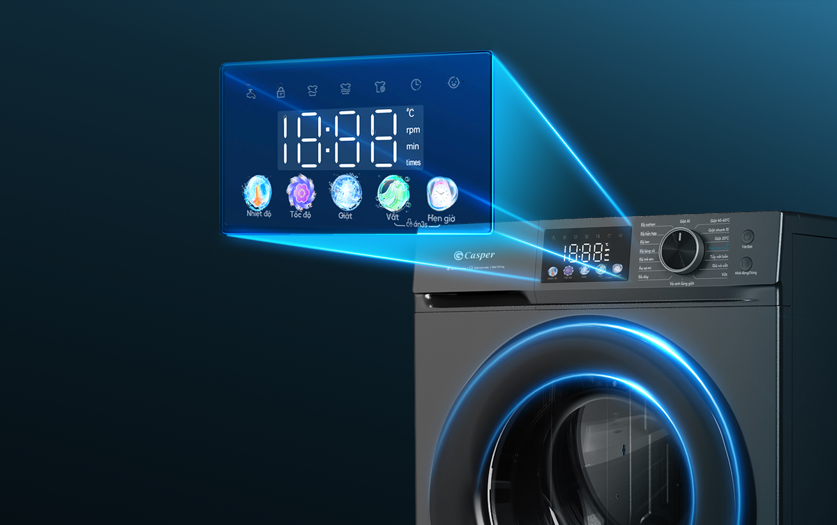 Thiết kế hiện đại, tiện lợi của máy giặt Casper WF-D95VGR1