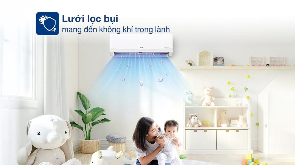 Điều hòa AUX AW18CAA4DI-5VN lọc không khí hiệu quả, góp phần bảo vệ sức khỏe hô hấp cho người dùng