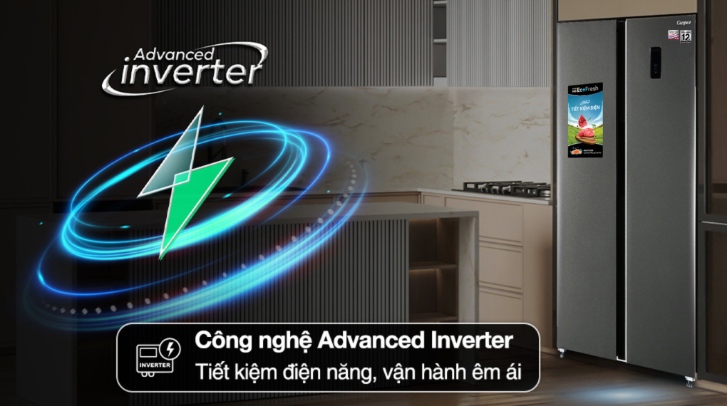 Tủ Lạnh Casper Side By Side Inverter 460 Lít RS-460PG giá rẻ
