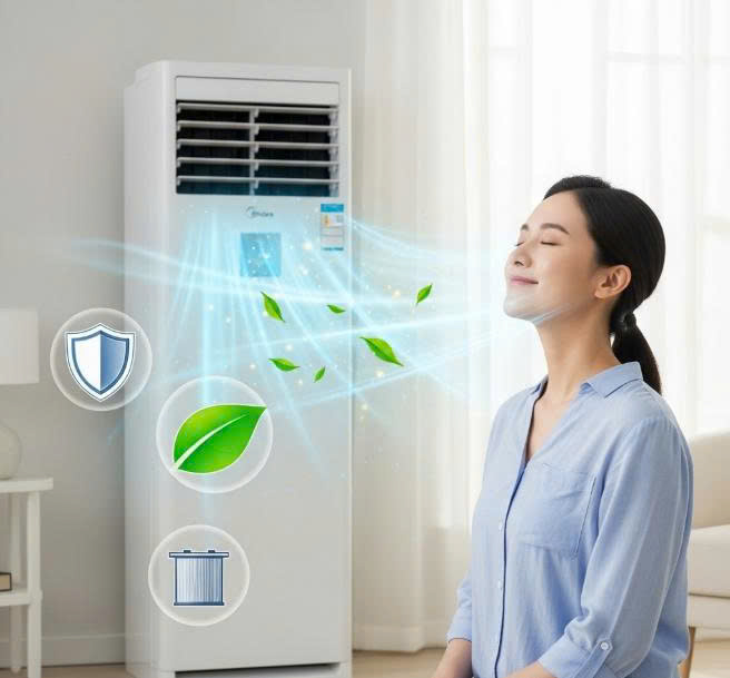 Công nghệ lọc khí và bảo vệ sức khỏe của điều hòa cây Midea MFPA-28CRN1